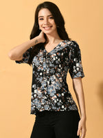 Thumbnail for Myshka Women's Black Printed Party Top - Distacart