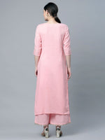 Thumbnail for Ahalyaa Women's Baby Pink Pure Cotton Printed Kurta Palazzo Set