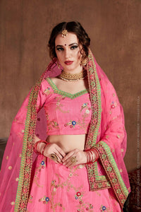 Thumbnail for Aastha Fashion Women's Elegant Pink Designer Embroidered Bridal Wear Lehenga Choli - Distacart