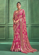 Thumbnail for Joban Fashion Pinkdull Moss Brasso With Kasab Zari Border Saree & Tassels With Brasso Blouse