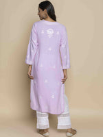 Thumbnail for HOUSE OF KARI Floral Embroidered Chikankari Straight Kurta - Distacart