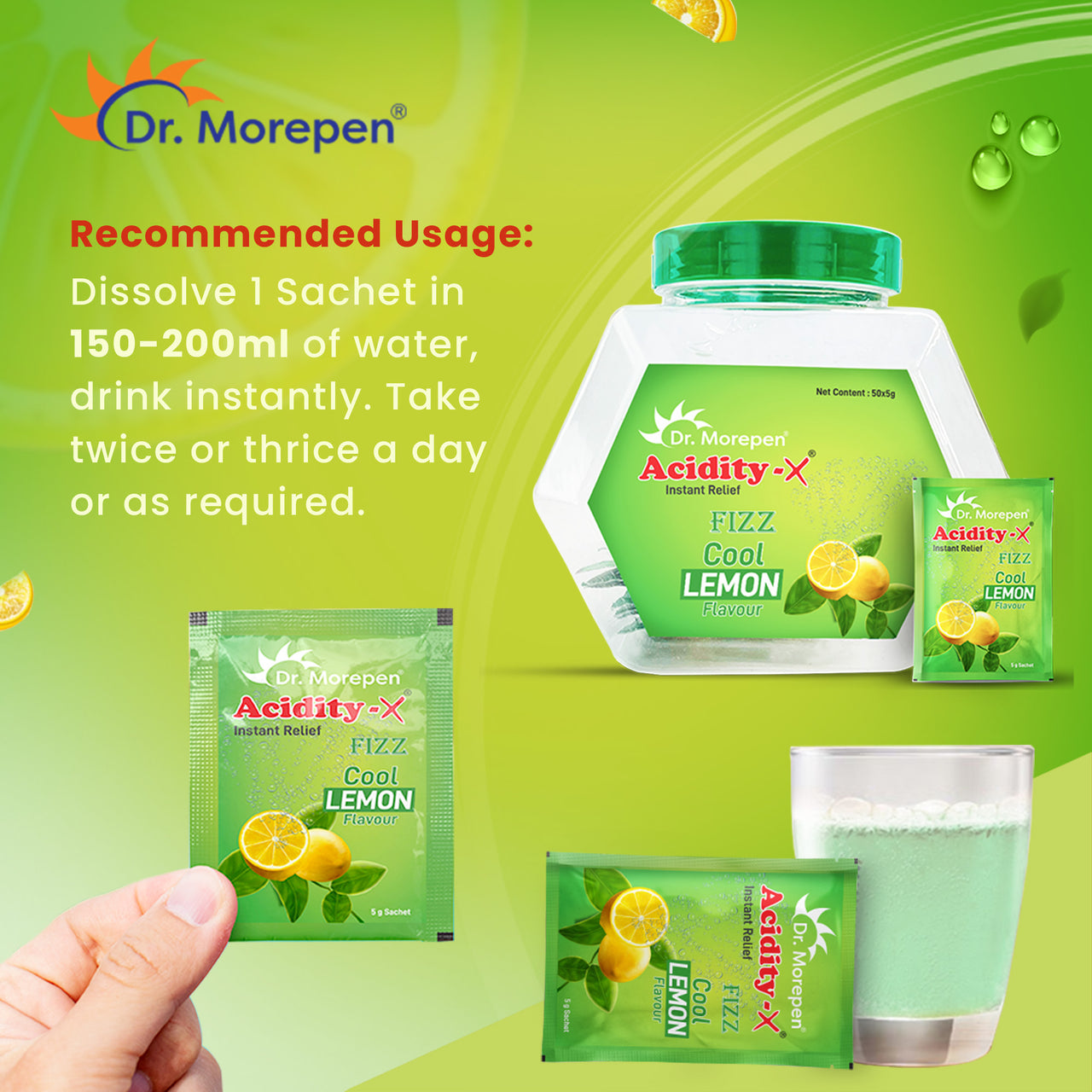 Dr. Morepen Acidity-X Fizz Sachets - Distacart