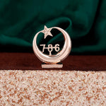 Thumbnail for Estele Pink/Rose Gold-Polished Spiritual 786 Chand Taara Idol for Home Decorative/ Car Dashboard - Distacart