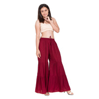 Thumbnail for Asmaani Maroon Color Solid Plain Gharara