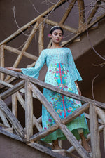 Thumbnail for Juniper Women's Sky Blue Floral Printed Rayon Kurta With Buttons Closure At Back - Distacart