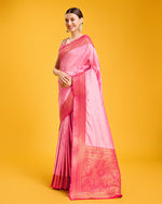 Thumbnail for Monjolika Fashion Elegant Light Pink Banarasi With Intricate Zari Work With Rich Brocade Patterns Silk Saree - Distacart