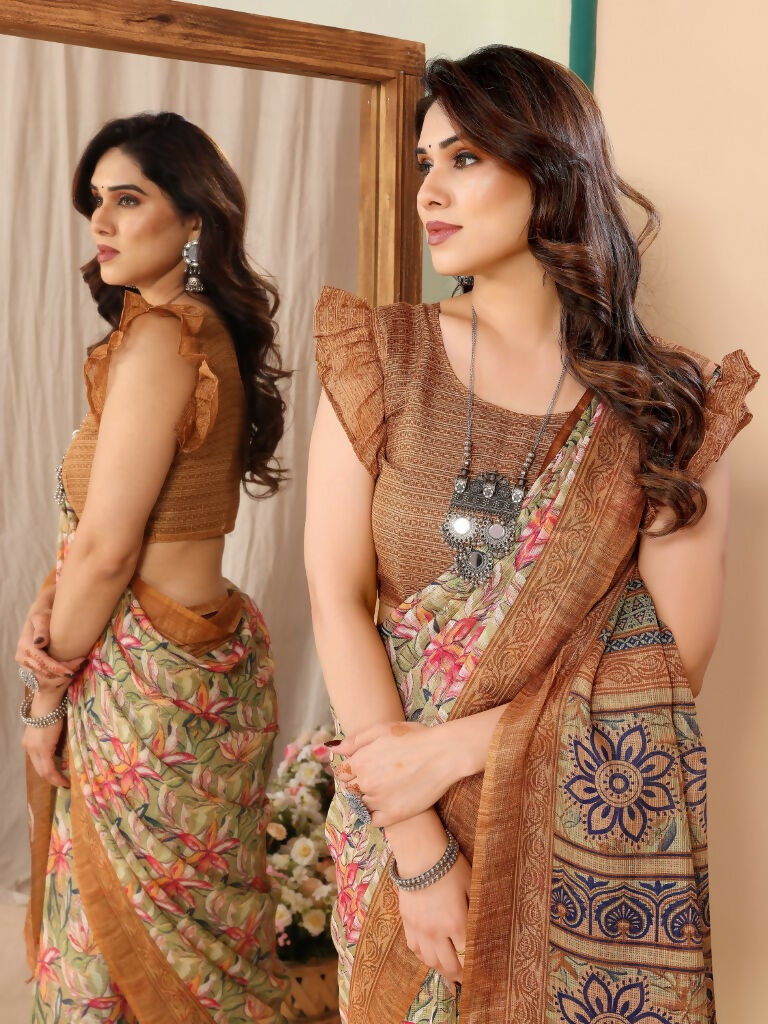 Partywear Designer Coffee Kota Doriya Fancy Saree - Dyuti