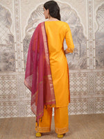 Thumbnail for Vishudh Floral Yoke Design Straight Kurta with Palazzos & With Dupatta - Distacart