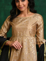 Thumbnail for Aks Floral Printed Zari Anarkali Kurta With Trousers & Dupatta - Distacart