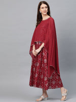 Thumbnail for AURELIA Printed Cape Maxi Cotton Dress - Distacart