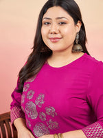 Thumbnail for Sztori Floral Printed Round Neck Straight Kurta With Palazzo - Distacart