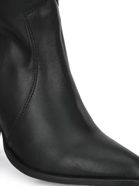 Thumbnail for Delize Black High-Top Block Heeled Boots