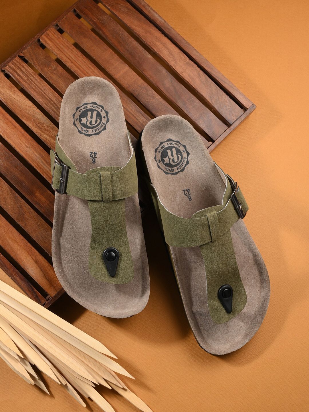 Roadster The Lifestyle Co. Men Green Slip-On Comfort Sandals
