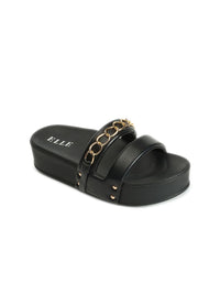 Thumbnail for ELLE Embellished Open Toe Flatform Heels