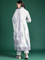 Thumbnail for Indo Era Floral Printed Pure Cotton Kurta with Trousers & Dupatta