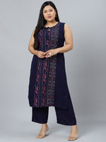 Thumbnail for Sztori Plus Size Ethnic Motifs Printed Straight Kurta With Palazzos - Distacart