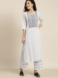 Thumbnail for Vishudh Women Off-White Printed Kurta with Palazzos