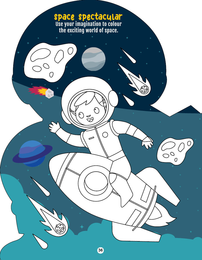 Dreamland Publications Step into the Space World - Activity and Colouring Fun Book for Age 4+