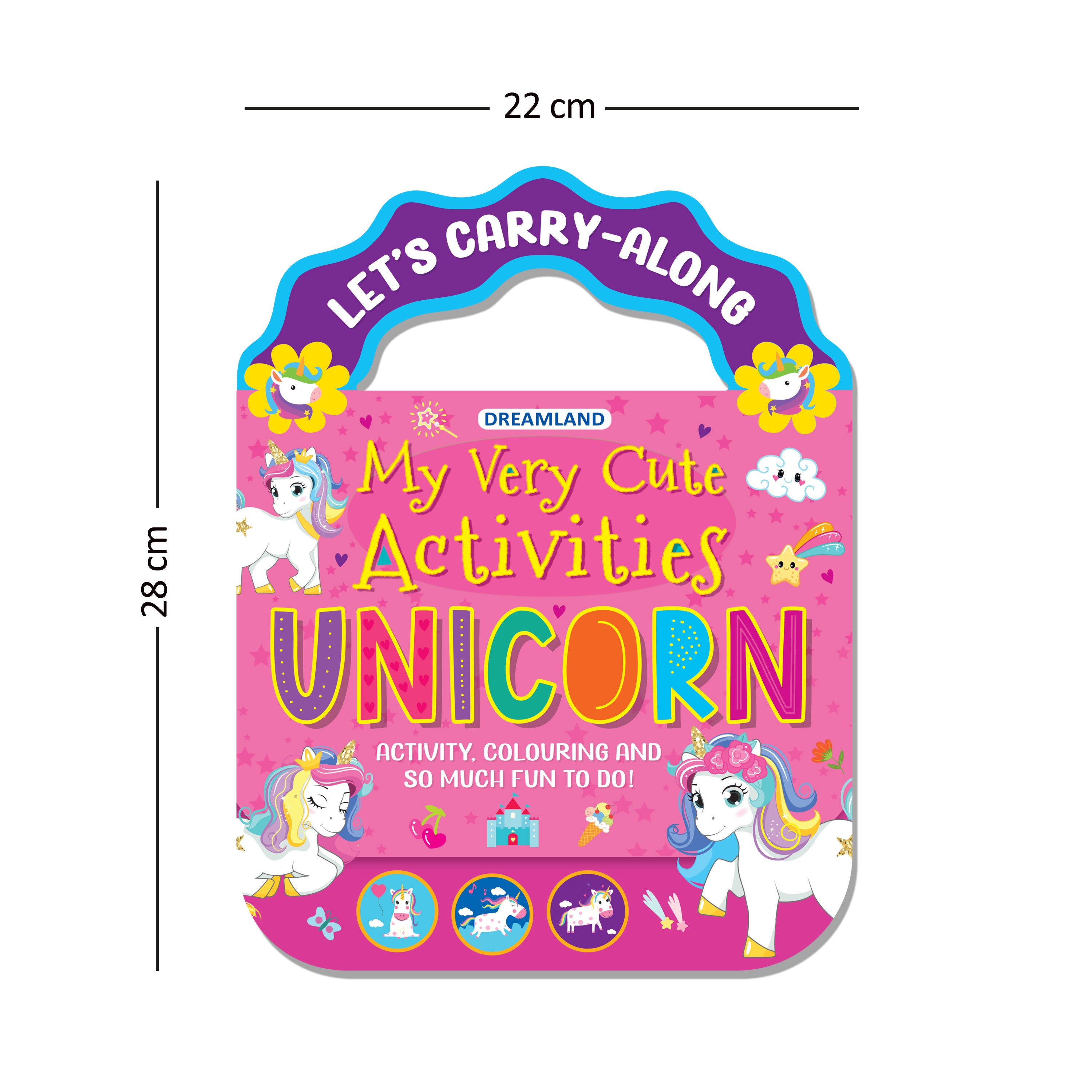 Dreamland Publications Unicorn- Let's Carry-Along Activity, Colouring Book for Kids Age 3 -8 years (My Very Cute Activities Series)
