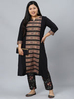 Thumbnail for Sztori Geometric Printed Straight Kurta with Pant - Distacart