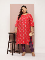 Thumbnail for Sztori Plus Size Ethnic Motifs Printed Kurta Set - Distacart
