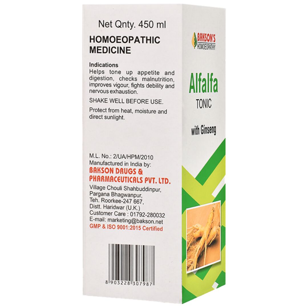 Bakson's Homeopathy Alfalfa Tonic with Ginseng - Distacart