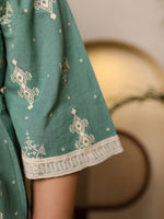 Thumbnail for Juniper Sage Green Geometric Printed Cotton Flex Jumpsuit With Zip Closure - Distacart