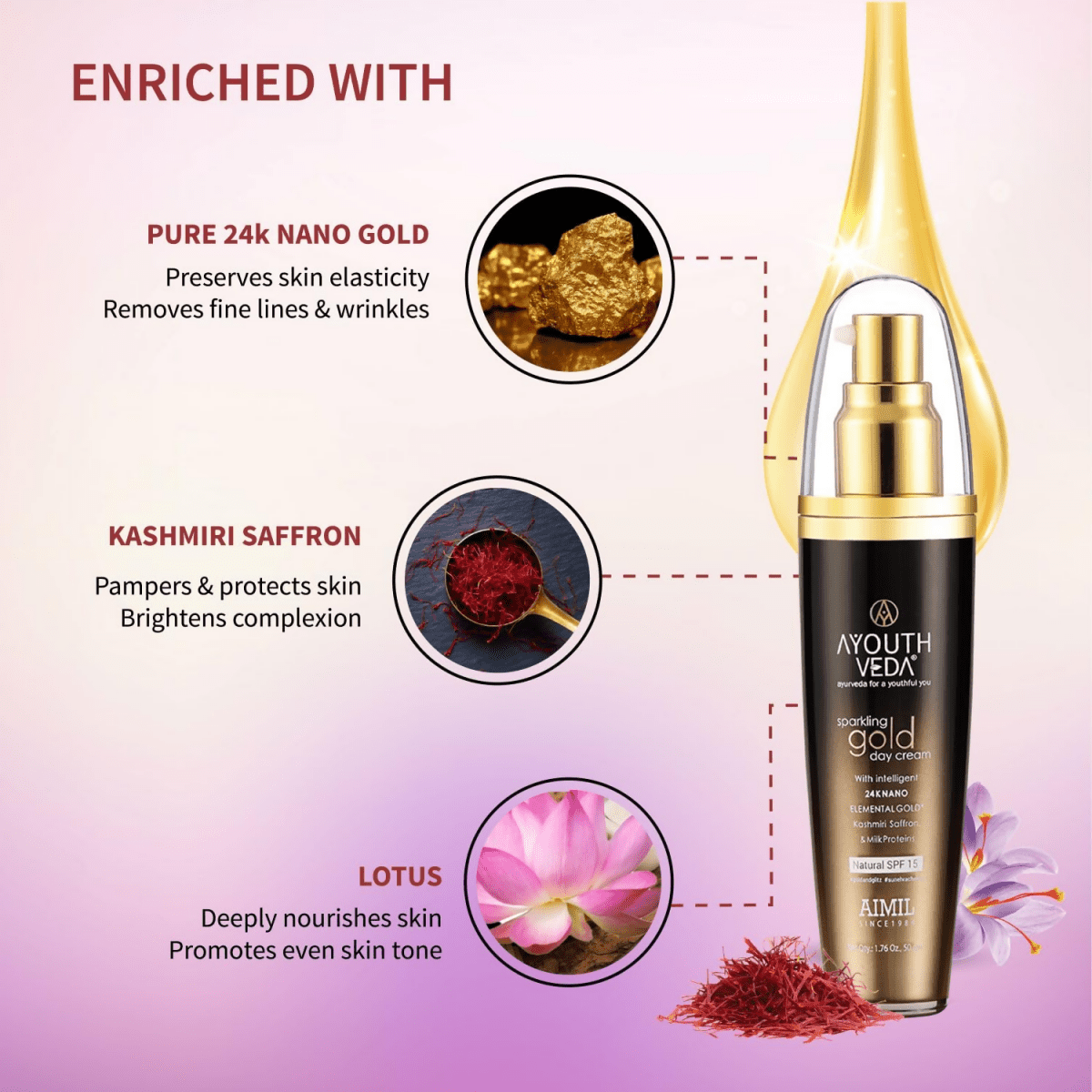 Ayouthveda Sparkling Gold Day Cream - Distacart