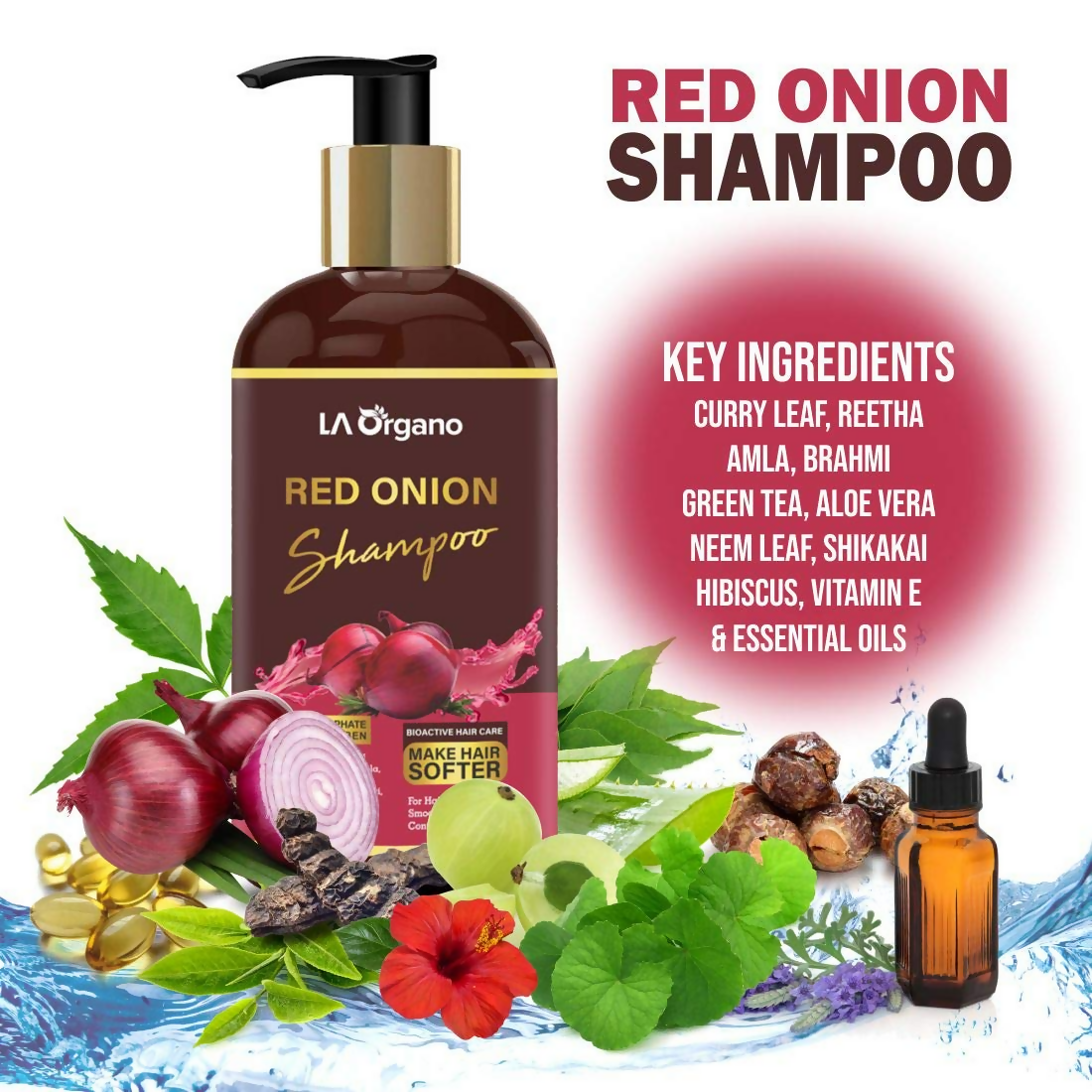 LA Organo Red Onion Hair Shampoo - Distacart