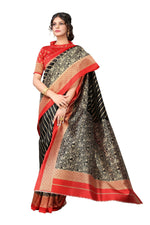 Thumbnail for Vamika Black Printed Art Silk Saree - Distacart