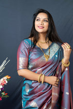 Thumbnail for Jyoti Fashion Women's Grey Paithani Silk Zari Woven Saree with Blouse - Distacart