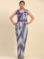 Thumbnail for Purple Polyester Solid Ready to Wear Saree with stitched Blouse - Aayan - Distacart
