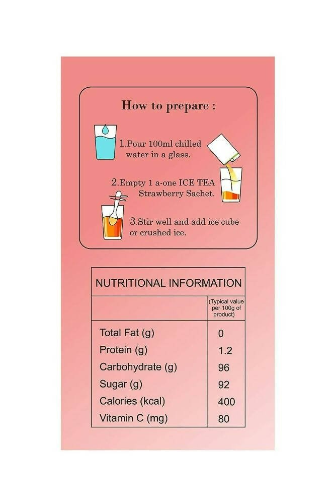 A-One Ice Tea Strawberry Flavour Instant - Distacart