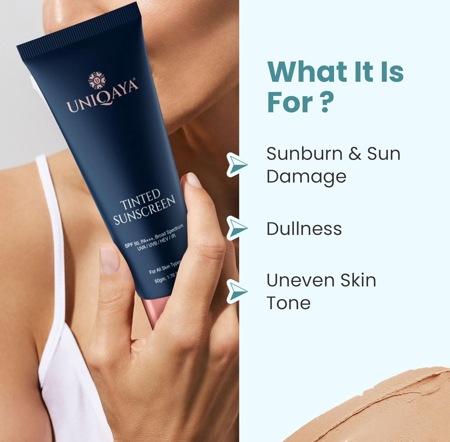Uniqaya Tinted Sunscreen Spf 50 PA+++|Tinted Sunscreen - Distacart