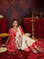 Thumbnail for Joban Fashion Satin Silk Off White Floral Printed Saree