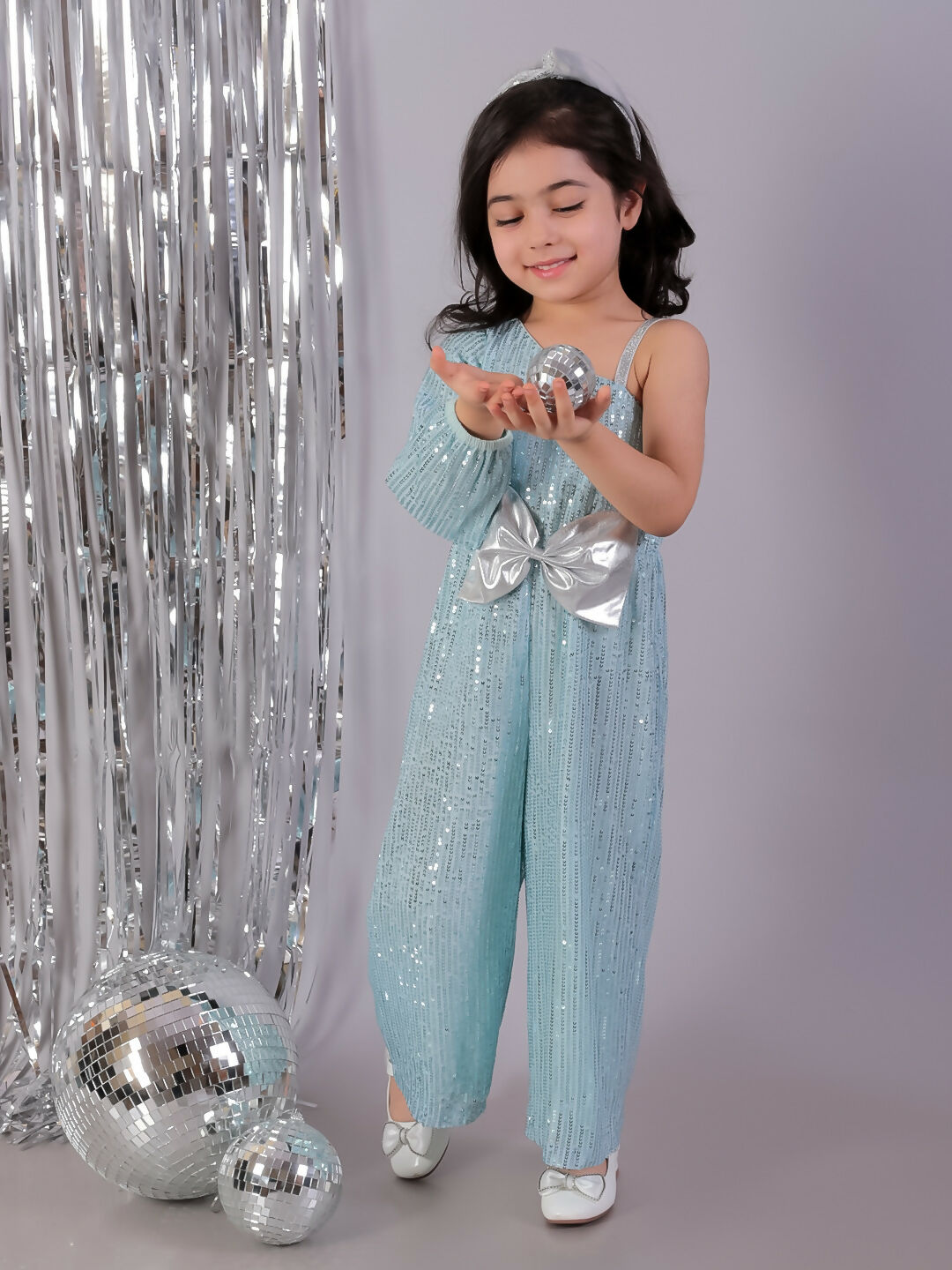 Lil Drama Razzle Dazzle Girls Sky Blue Party Jumper