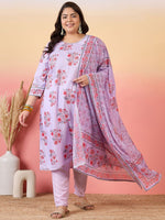 Thumbnail for Sztori Women Floral Printed Regular Kurta with Trousers & With Dupatta - Distacart