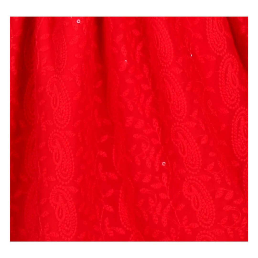 Akarshan viscose Lukhnowi Chikankari Anarkali kurta with Leggings - Red - Distacart