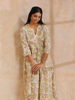 Thumbnail for trueBrowns White Multi Color Overall Block Print Cotton Kurta Pant Set - Distacart