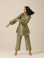 Thumbnail for trueBrowns Sage Slub Textured Short Co-Ord Set - Distacart