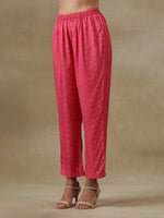 Thumbnail for trueBrowns Pink Bandhani Printed Silk Gathered Sleeve Co-Ord Set - Distacart