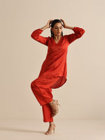 Thumbnail for trueBrowns Rust Silk Blend Short Co-Ord Set - Distacart