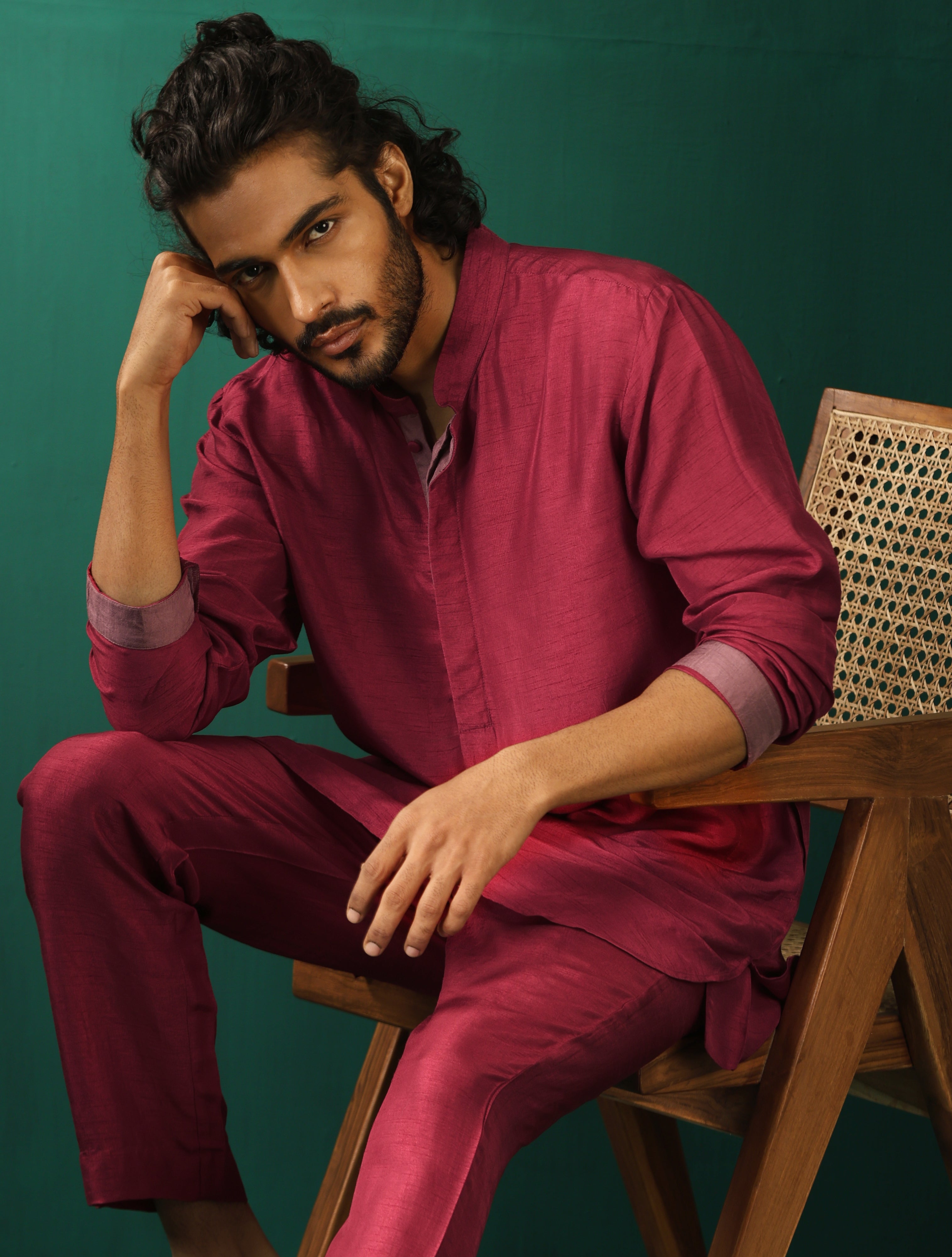 trueBrowns Men's Purple Silk Co-ord Set - Distacart