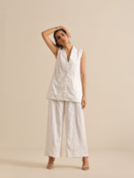 Thumbnail for trueBrowns White Pineapple Sleeveless Jacket Pant Set - Distacart