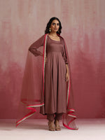 Thumbnail for trueBrowns Brown Modal Anarkali Kurta Set - Distacart