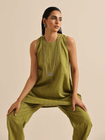 Thumbnail for trueBrowns Green Dobby Sleeveless Co-Ord Set - Distacart