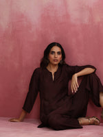 Thumbnail for trueBrowns Cola Viscose Silk Kurta Co-ord Set - Distacart