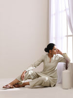 Thumbnail for trueBrowns Light Grey Slub Co-Ord Set - Distacart