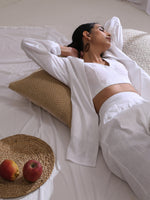 Thumbnail for trueBrowns White Slub Texture Pant Suit Set - Distacart