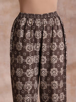 Thumbnail for trueBrowns Clay Dabu Buta Print Cotton Sleeveless Flared Kurta Pant Set - Distacart